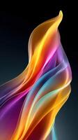 Colorful flowing waves of fabric create a mesmerizing abstract display in a dark background setting photo