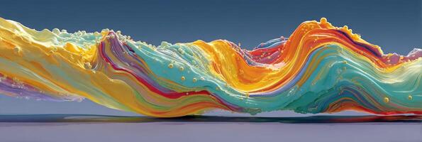 Colorful abstract wave formation created with vibrant swirling patterns in a modern art style photo