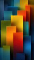 Colorful geometric shapes create a modern abstract art composition in vibrant hues and gradients photo