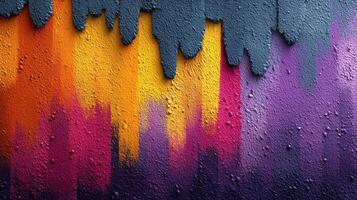 Colorful abstract mural in urban setting showcasing vibrant hues and artistic expression at sunset photo