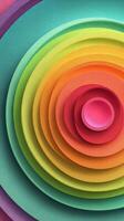 Colorful layered circular shapes in vibrant hues create a striking visual display in an artistic arrangement photo