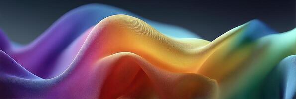Vibrant flow of colorful fabric waves creating an artistic sensation during an evening setup in a design studio photo