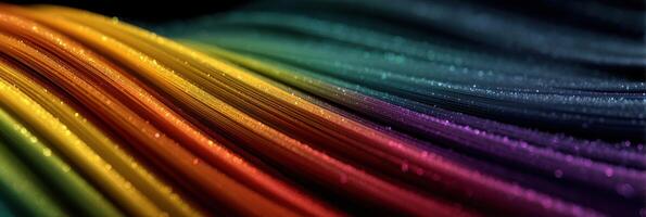 Vibrant colorful waves flowing with intricate patterns under soft lighting at nighttime studio environment photo