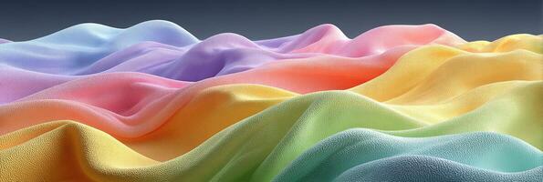 Colorful waves of fabric create a stunning abstract landscape at dawn in a serene studio setting photo