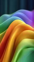 Colorful waves of fabric flow gracefully, displaying vibrant hues in smooth gradients under soft lighting photo