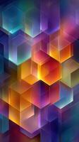Colorful abstract geometric shapes create a vibrant visual display with overlapping patterns and smooth gradients photo