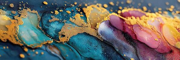 Colorful abstract patterns with gold accents create an elegant visual experience photo