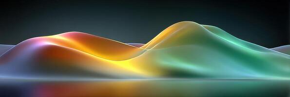 Colorful abstract landscape design inspired by waves of flowing liquid in a gradient of vibrant hues at dusk photo
