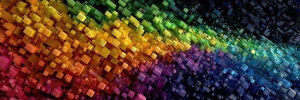 Vibrant abstract artwork featuring colorful cubes in a dynamic swirling pattern across the canvas photo