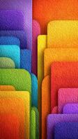 Colorful stacked folders create an abstract composition showcasing vibrant hues in an organized arrangement photo