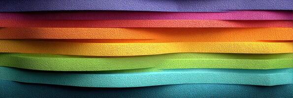 Colorful layers of foam sheets arranged in rainbow gradient pattern for crafting and creative projects photo
