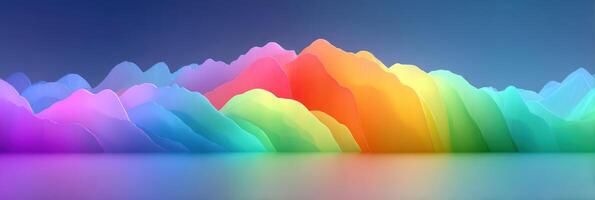 Colorful abstract landscape with vibrant waves appearing under a twilight sky photo