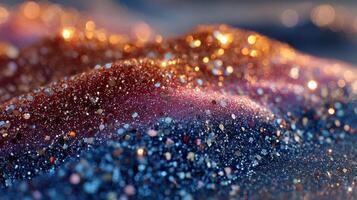 Sparkling texture of colorful glitter on a surface during daylight photo