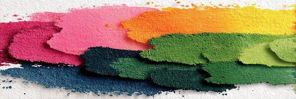 Vibrant colors blend together creating a stunning display of pigment on textured surface during daylight hours photo