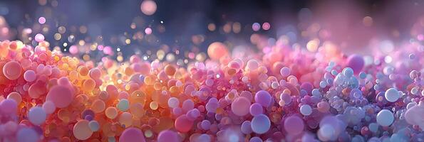 Colorful abstract spheres create a vibrant landscape resembling a dreamy universe filled with various shades in soft focus photo