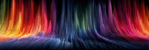 Vibrant wave patterns create an immersive display of colors in a dark environment highlighting artistic expression photo