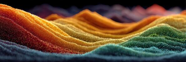 Colorful wave patterns created with vibrant particles in a digital art composition inspired by nature's beauty photo