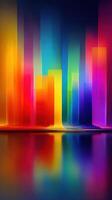 Colorful abstract design with vibrant hues and reflections on a dark background creating a dynamic visual effect photo