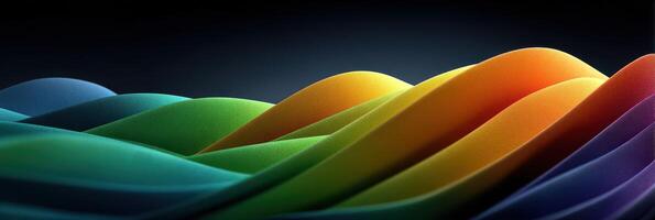 Colorful waves flowing in smooth gradients create a sense of movement and depth in a digital landscape photo