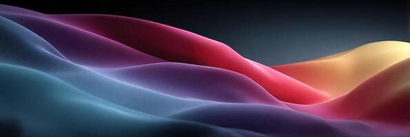 Colorful waves of fabric create an abstract and dynamic visual representation of flow and movement at dusk photo