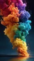 Vibrant colors swirl in a mesmerizing cloud formation against a dark backdrop photo