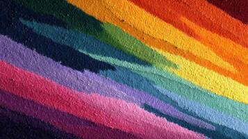 Colorful abstract painting showcasing vibrant stripes of various hues on textured surface in artistic display photo