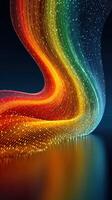 Colorful light waves flowing in a vibrant abstract pattern on a dark background photo