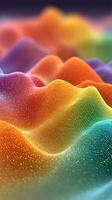 Colorful waves of light create a mesmerizing abstract landscape in a digital artwork photo