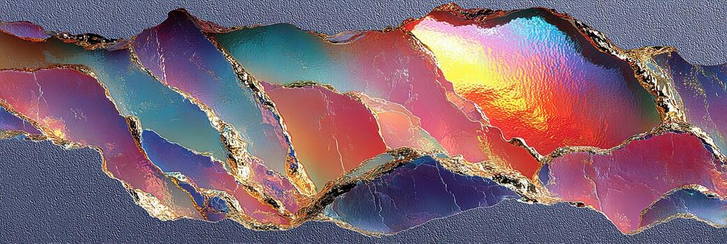 Colorful abstract mineral formation showcasing iridescent colors and unique textures in a striking natural display photo