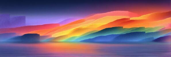 Vibrant sunset colors reflecting on calm water in a serene landscape by the lake during twilight hours photo