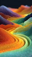 Colorful abstract landscape with flowing patterns in vibrant hues reminiscent of a sunset photo