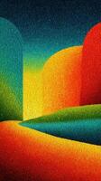 Vibrant abstract landscape with colorful hills and gradient sky photo