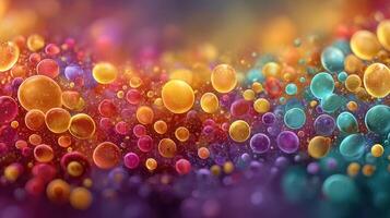 Colorful abstract pattern of vibrant bubbles floating against a blurred background creating a whimsical atmosphere photo