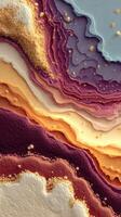 Layers of vibrant colors create a stunning abstract artwork resembling natural landscapes at sunrise photo