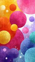 Colorful abstract design featuring vibrant circles in various sizes and hues on textured background photo