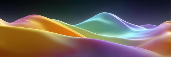 Colorful abstract waves flow gently across a dark background in a modern digital landscape during a creative art session photo