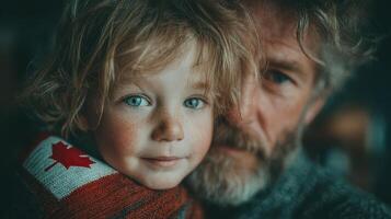 Emotional bond between grandparent and grandchild in cozy setting with a warm color palette photo