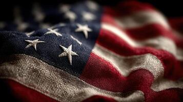 American flag gently waving in a light breeze, showcasing its vibrant colors and intricate details during the afternoon photo