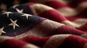American flag draping softly, showing detailed texture and rich colors during a daylight setting photo