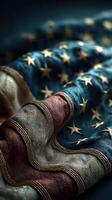 Waving flag with detailed fabric and vibrant colors representing national pride photo