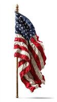 Old glory waves proudly in a vibrant display, showcasing its colors under bright sunlight in a serene outdoor setting photo