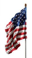 Waving American flag on a clear day showcases patriotism and national pride in an artistic display of colors and textures photo