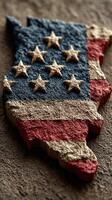Detailed textured representation of the state of Illinois featuring an American flag design with stars and stripes photo