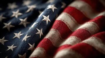 American flag fabric with detailed texture folds displayed in soft light during a calm afternoon photo