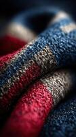 Cozy striped fabric with rich textures and colors in close-up shot for textile lovers photo