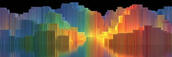 Colorful sound wave visualization depicting energy and movement in an artistic arrangement at night photo