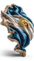 Waving Argentine flag with vibrant colors and intricate details captured in a dynamic and artistic manner photo