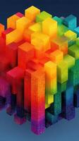 Colorful geometric structures create a vibrant abstract design in a three-dimensional space photo