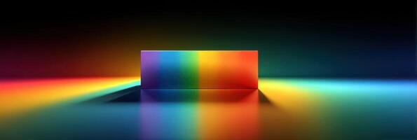 Colorful light display reflecting off a surface in a dark environment creating a vibrant atmosphere photo