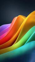 Vibrant waves of colored fabric flowing gracefully against a dark background photo